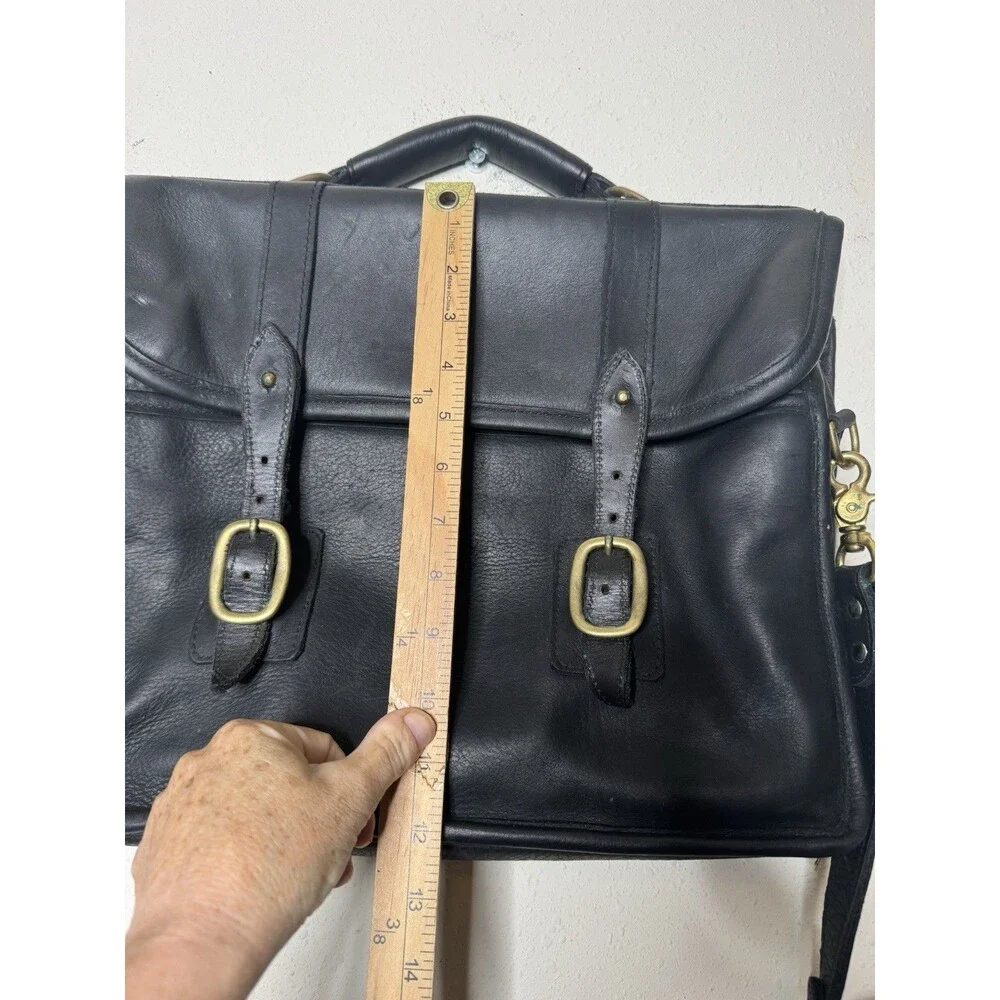 Woods Leather Office Bag Briefcase Black Shoulder Strap Travel